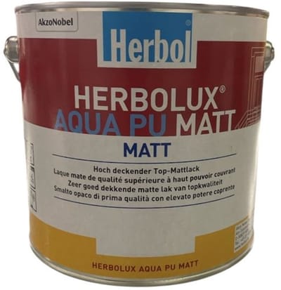 Herbol Herbolux Aqua PU Matt - Matte watergedragen PU lak van topkwaliteit - 2.50 L RAL 9010 Pure White ( gebrokenwit)