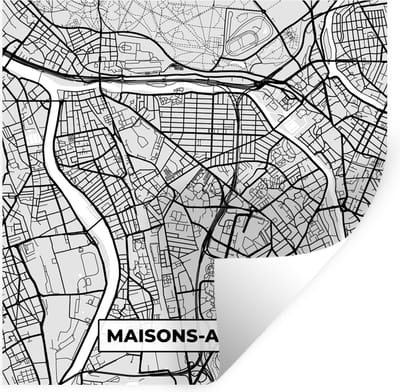 Muurstickers - Sticker Folie - Plattegrond - Kaart - Stadskaart - Frankrijk - Maisons-Alfort - 100x100 cm - Plakfolie - Muurstickers Kinderkamer - Zelfklevend Behang XXL - Zelfklevend behangpapier - Stickerfolie