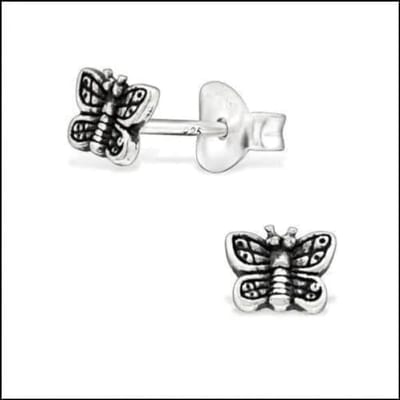 Aramat Jewels | Oorbellen | 925 Zilveren Vlinder Oorbellen 8mm Kinderen - Vlindertjes Oorstekers | Geoxideerd zilver-5mm | |8mm | Zilver | Kinderen | Verkleurd niet