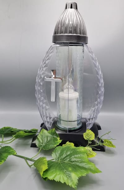 Herdenkingslicht - L29 - Zilver - Kruis - Led kaars - 1200 branduren - Grafkaars – Graflicht