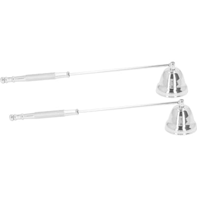 2 STUKS Kaarsendover met Lange Steel Belvormige Metalen Vlamdover Deksel Pit Dovingstool zilver