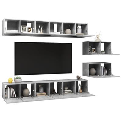 vidaXL - Tv-meubelen - 8 - st - bewerkt - hout - betongrijs
