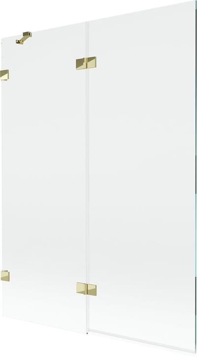 Mexen Lunar badwand 2-delig links 130 x 150 , transparant, goudkleurig - 897-130-100-50-00-L