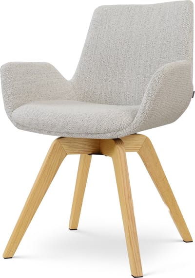 Nolon Noor-Eef draaibare Eetkamerstoel beige gemêleerd - houten onderstel - armstoel - comfortabele zitting - scandinavisch