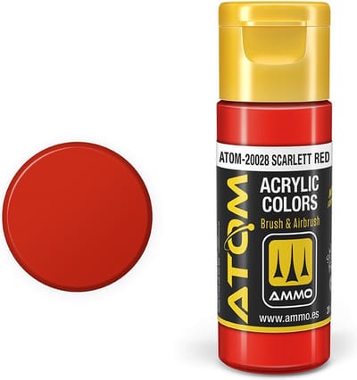AMMO by Mig Jimenez Hobbyverf Acrylverf - MIG 20028 ATOM - Scarlet Red - Acryl - 20ml Verf flesje - 20 ml
