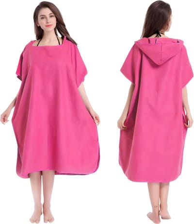 Hooded Microfiber Handdoek Sneldrogend Zwemstrand Handdoek Unisex Reizen Surf Sauna Fitness Lichtgewicht Badjas Cape Omkleedhanddoek Sneldrogende Strandhanddoek - Roze
