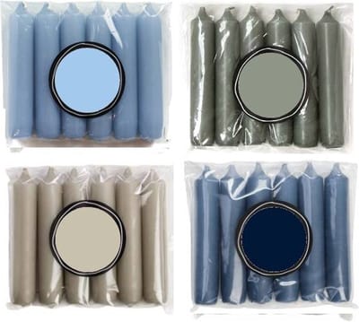 Cactula Korte Dinerkaarsen – 24 Stuks (4x6 stuks) – Ø 2.1 x 12 cm – Luxe Gekleurde Kaarsen – Trendy Blueish Kleurenmix