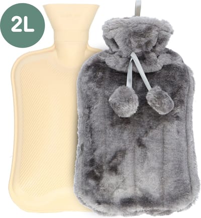 Willy Winkel®-Kruik-Kruik met hoes -Warmwaterkruik met hoes-warmwaterzak-7 uur warm-2 liter-Grijs
