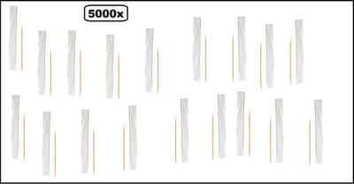 5000x Houten tandenstoker per stuk verpakt - Food tandenstokers thema feest festival