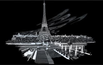 Silver Foil Engraving Art A3 - Eiffel Tower