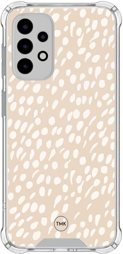 Shockproof hoesje geschikt voor Samsung Galaxy A52 5G - Sand dots - Schokbestendig - Verhoogde randen - TPU case - Extra Sterke Back Cover - Gestipt - Transparant, Beige