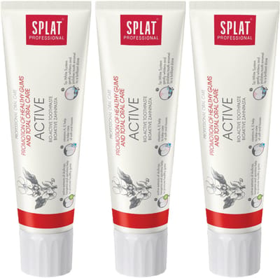 SPLAT Active - Tandpasta - Glazuurbescherming, Remineralisatie, Zonder SLES, 3-pack