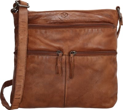 Hide & Stitches Paint Rock Crossbody Schoudertas - 100% Leder - Leren Dames Tas - Cognac