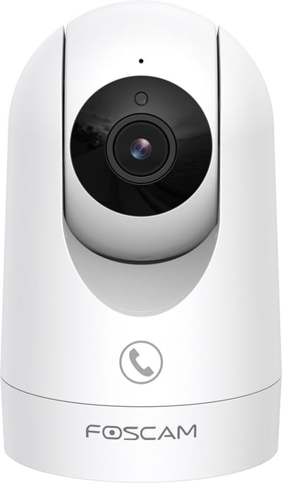 Foscam R8M Beveiligingscamera Binnen – 4K 8MP WiFi 6 IP Camera – 360° Auto Tracking – Millimeter Wave Radar – Persoons- en Huisdierdetectie – 2-weg Audio – One Touch Call – Wit