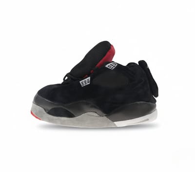 Grappige pantoffels | Sneaker sloffen Zwart / Rood |Air Jordan 4 Retro Bred | Binnenschoenen voor Dames en Heren | Cadeau voor tieners en jongeren | Sloffen maat 36 t/m 46 | Sloffen en Pantoffels maat 36, 37, 38, 39, 40, 41, 42, 43, 44, 45, 46