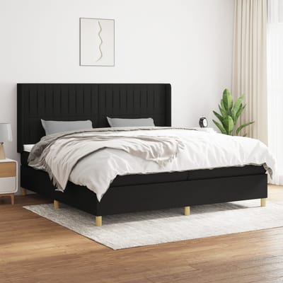 vidaXL - Boxspring - met - matras - stof - zwart - 200x200 - cm