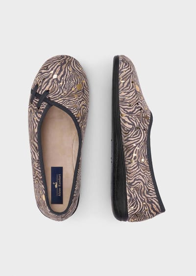 Ballerina pantoffels met animalprint - beige / gedess. - Gr. 36 van Goldner Fashion