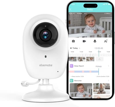 Smart Video Babyfoon - Baby Monitor Camera - Baby Bewaken - AI Huil Detectie - 1500ft Bereik - Wit