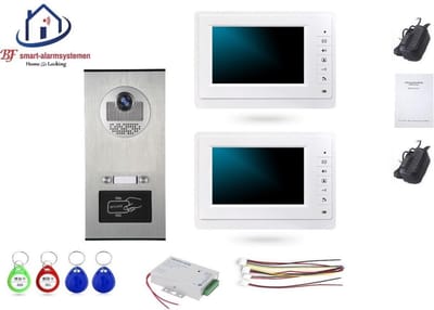 Home-Locking complete deur intercom/videofoon met 2 binnen panelen en elektro box 12VDC voor aansluiting elektrisch slot.DT-1475-1E-2