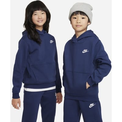 Nike Club Hoodies Kinder - Blauw - Maat 122 - 128 CM - Katoen Fleece