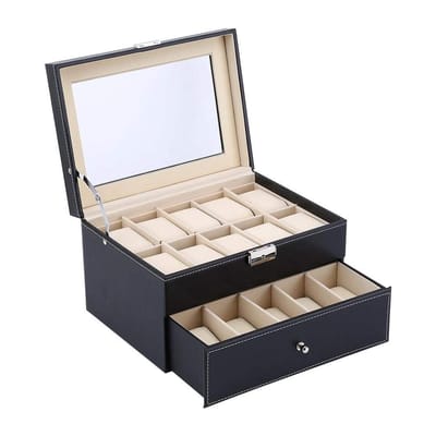 Dailygoody - Horlogebox voor 10/12 Horloges - Luxe en stijlvol design - Veilig opbergen - Geschikt voor verschillende horloges - Ideaal voor verzamela