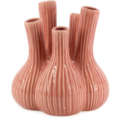 HomeBound by KY | Aardewerk tulpenvaas Garlic roze | tulpenvaas | 22,5x22,5x23,5cm