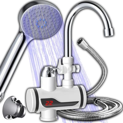 Dailygoods - Elektrische Kraan met Doorstroming Verwarming en Handdouche - Instant Warm Water met LCD Temperatuurweergave