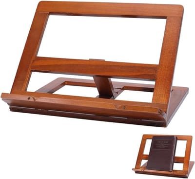 Dailygoods - WADORN Houten boekenstandaard, verstelbare kookboekhouders voor aanrecht chocolade bijbelstandaard voor het lezen van handsfree receptenhouder voor laptop, leerboek, bijbelbestanden, documenten 11,7