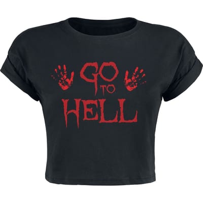 Sprüche - Fun Top - Go To Hell Cropped Top - S tot M - voor Vrouwen - zwart