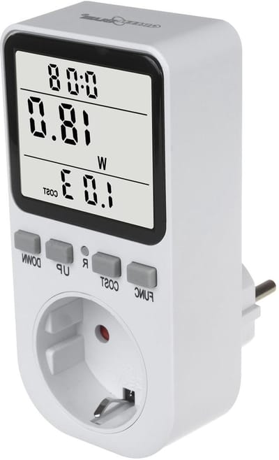 Energiekosten Meter - Stroomverbruik Monitor - Apparaten Analyseren - Directe Kostenberekening - 3680W Limiet - Wit