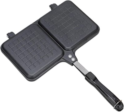 Tosti Ijzer - Brood Pan - Ontbijt Maken - Dubbel Paneel - 36x25 cm - Zwart