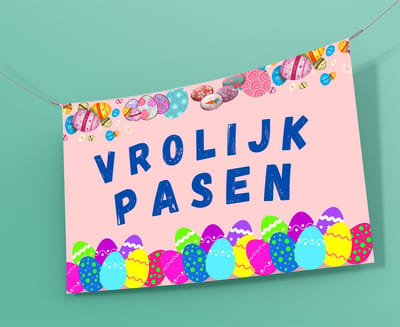 Vrolijk Pasen Banner - 150x100 cm - Paas Spandoek
