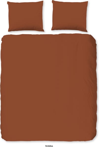Good Morning dekbedovertrek effen kleur - 2 persoons 200x200/220 cm - Terra - 100% Katoen renforc�
