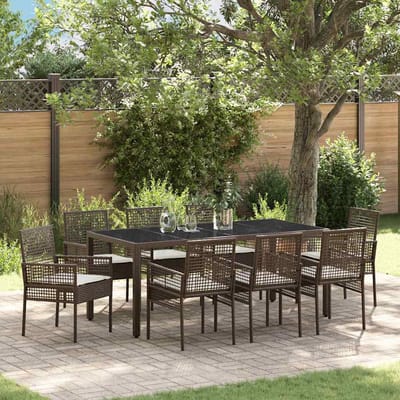 vidaXL - Tuin - Eettafel - Set - 9 - st - Bruin - poly - rattan
