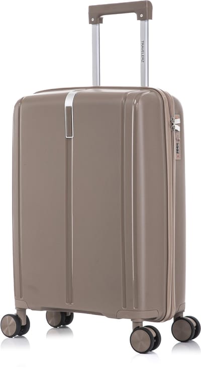 TRAVELERZ - Valencia - Handbagage - 42L - 56x40x22cm - Polypropyleen - Harde schaal - Cijferslot - Lichtgewicht - Flexibel - Duurzaam - Dubbele wielen - Spinner wielen - Taupe