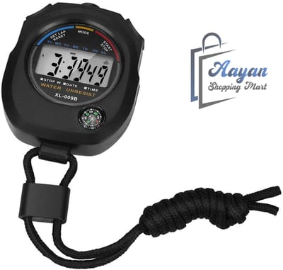 Digitale Elektronische Stopwatch met Kompas–Timer– Stopwatch spatwaterdicht Zwart–Stopwatch–timer schakelaar–29740