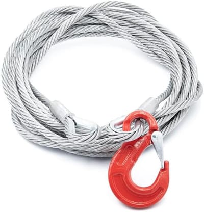 Stalen kabel - Kabel met haken - Trekken en tillen - Verzinkt staal - 8 mm 5 meter - Zilver