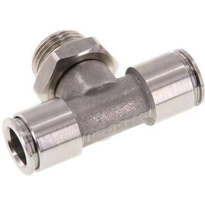 10mm x G3/8'' inline T-stuk RVS Insteekfitting Buitendraad FDA Draaibaar FKM
