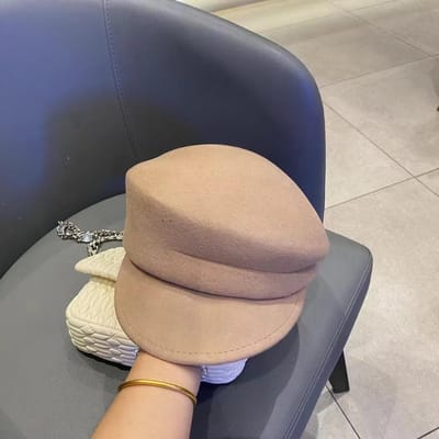 Japanse Pure Wol Krantenmeisje Herfst en Winter Baseballpet Gezicht Zichtbaar Kleine Baret Tophoed Adjustable