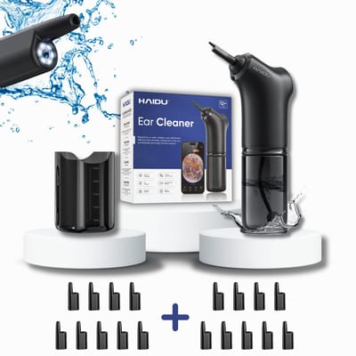 HAIDU Oorreiniger Pro + 18 Oortips – Oorsmeer Verwijderaar met Camera – Oorspuit – Ear Cleaner – Ingebouwde LED – Premium