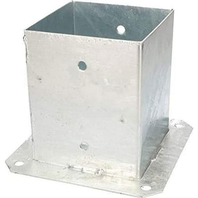 KOTARBAU® Paalvoet, Paalhouder, voor Schroefbevestiging, Staal, 120 x 120 mm, Zilver, Paalsteun, Gegalvaniseerde Paalhouder, voor Tuin en Bouwprojecten