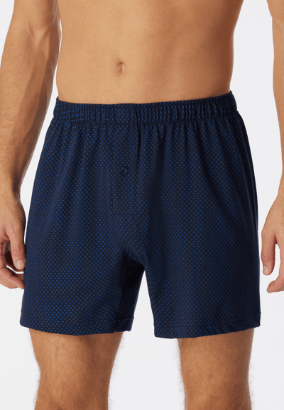 SCHIESSER Cotton Casuals boxer (1-pack) - heren boxershort jersey donkerblauw met patroon