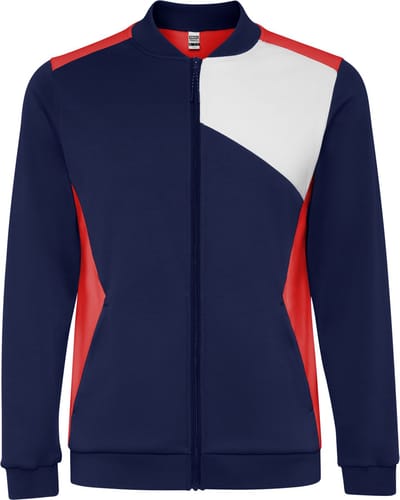 Trainingspak, broek en jas, Donker Blauw / rood / wit maat L model Leros