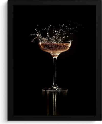 Fotolijst inclusief poster - Posterlijst 30x40 cm - Posters - Cocktail - Zwart - Spetters - Glas - Foto in lijst - Keuken decoratie muur - Wanddecoratie accessoires - Muurdecoratie - Schilderijen