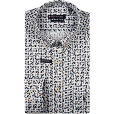 Giordano Overhemd Ivy Satin Stretch Abstract Graphic Pattern Navy-Multi / male