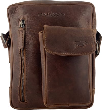 Schoudertas Heren - Crossbody Tas Dames - Schoudertassen Vrouw - Leer - Cognac