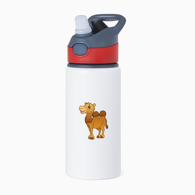 Hacebo® - Kamelen waterfles met rietje rood - Alpaca - Dieren liefhebbers - Dieren - dromedaris - water fles - 650ML