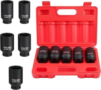 Impact Wrench Set 5-delig, 1/2 Inch Hex Socket Wrench voor Auto Reparatie, Inclusief 30/32/34/35/36 mm Doppen, Ideaal voor Bandenwissel en Onderhoud