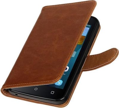 BestCases.nl Bruin Pull-Up PU booktype wallet hoesje voor Huawei Y560 / Y5