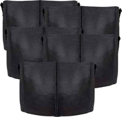 Intirilife 5x fleece plantzak in 38 liter - 10 gallon - 40 x 30 cm - Plantenbak van fleece met draaghengsels voor tuin, kas en nog veel meer. - Plantenbak plantzak